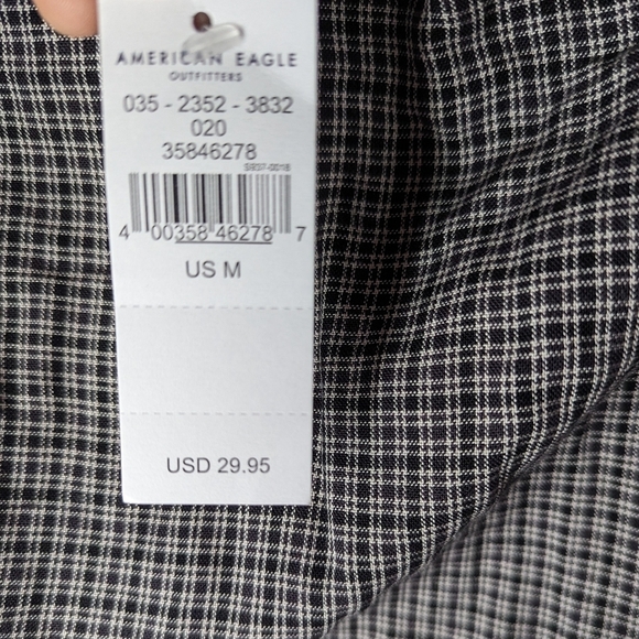 American Eagle NEW Black Plaid Square Neck Tank Crop Top Size Medium - Picture 5 of 9